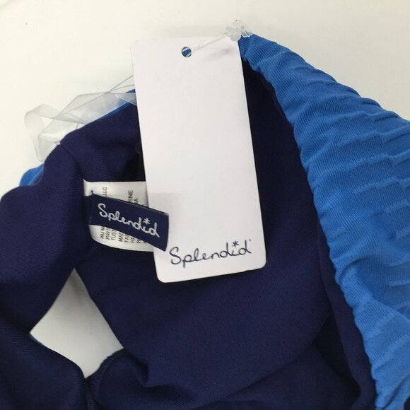 Splendid one shoulder colorblock blue one piece tank swimsuit new Small - Picture 4 of 5